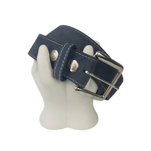 Harley-Davidson SZ 28 1.5" Embossed Black Leather Belt Silver Hardware